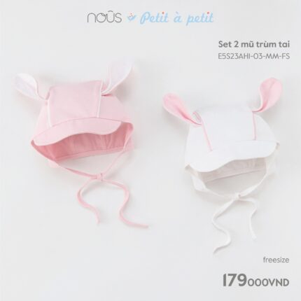 Set phụ kiện sơ sinh Nous 2 mũ sơ sinh trùm tai