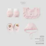 Set phụ kiện sơ sinh Nous 4 món màu hồng
