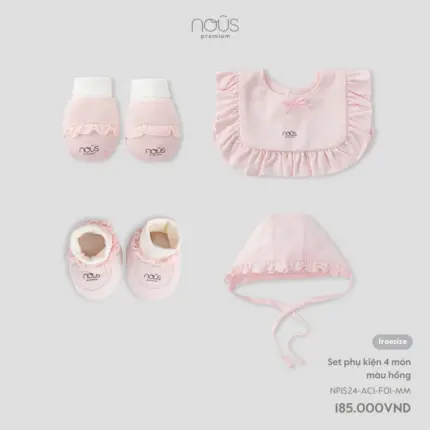 Set phụ kiện sơ sinh Nous 4 món màu hồng