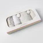 Set phụ kiện sơ sinh Nous 4 món màu xám thêu mặt gấu