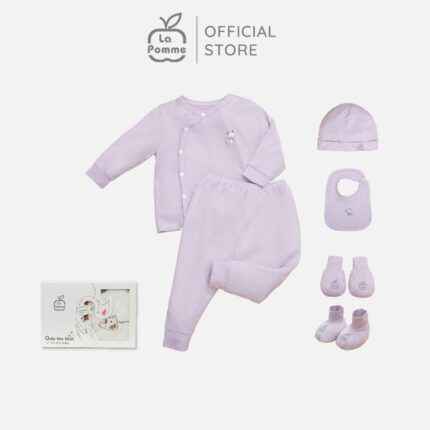 Set quà sơ sinh La Pomme 5 món màu tím
