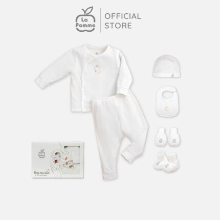 Set quà sơ sinh La Pomme 5 món màu trắng