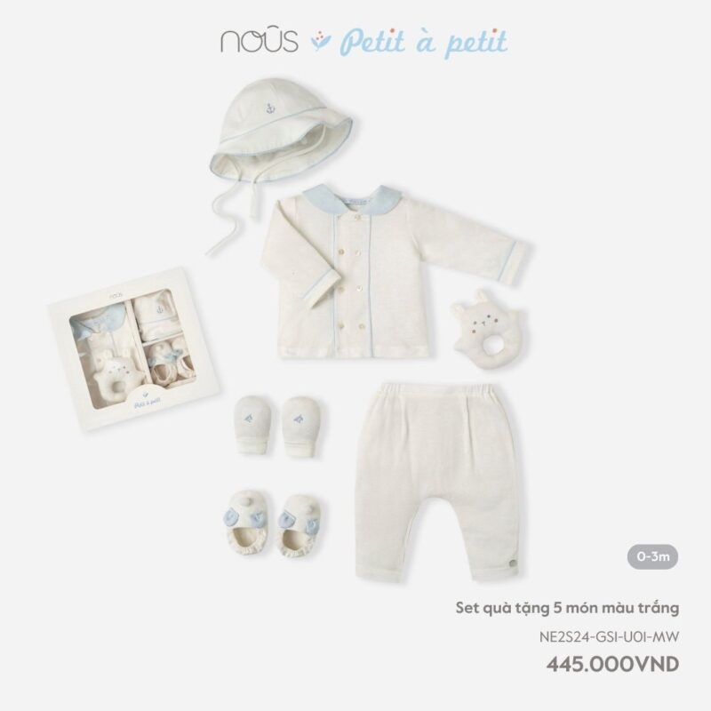 Set quà tặng sơ sinh Nous 5 món màu trắng