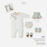 Set quà tặng sơ sinh Nous 5 món màu trắng phối xanh nhạt
